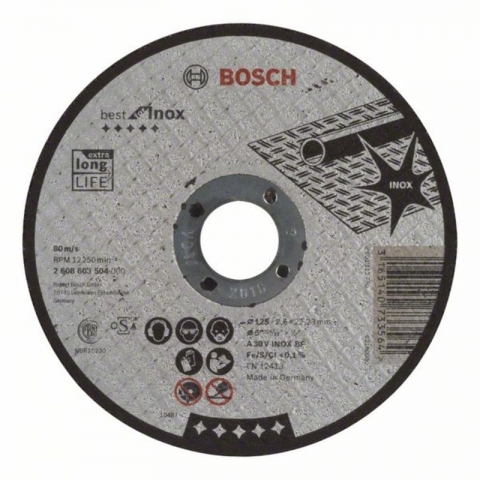 products/Прямой отрезной круг по нержавеющей стали 125×22.23×2.5 мм A 30 V INOX BF Best for Inox Bosch 2608603504