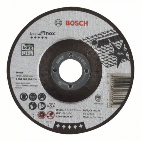 products/Вогнутый отрезной круг по нержавеющей стали 125×22.23×2.5 мм A 30 V INOX BF Best for Inox Bosch 2608603505