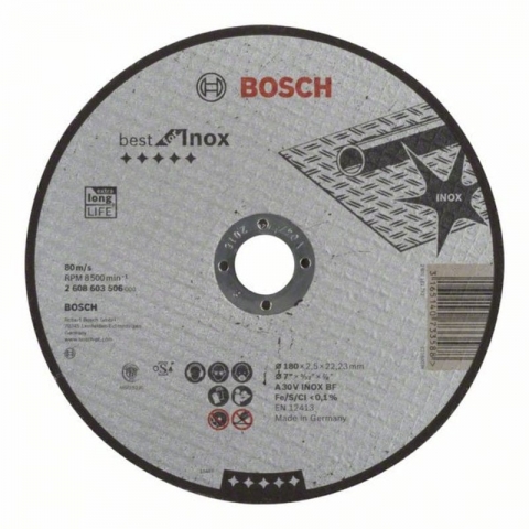 products/Прямой отрезной круг по нержавеющей стали 180×22.23×2.5 мм A 30 V INOX BF Best for Inox Bosch 2608603506