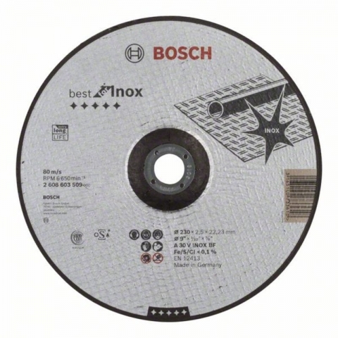 products/Вогнутый отрезной круг по нержавеющей стали 230×22.23×2.5 мм A 30 V INOX BF Best for Inox Bosch 2608603509