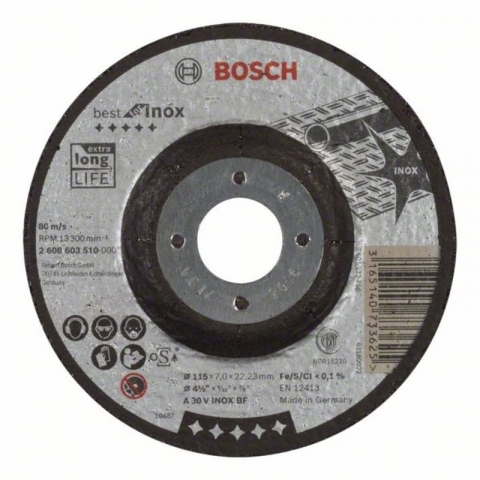 products/Обдирочный круг по нержавейке 115×22.23×7 мм Best for Inox A 30 V INOX BF вогнутый Bosch 2608603510