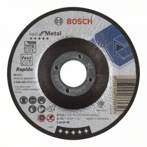 products/Вогнутый отрезной круг по металлу 115×22.23×1.0 мм A 60 W BF Best Bosch 2608603513