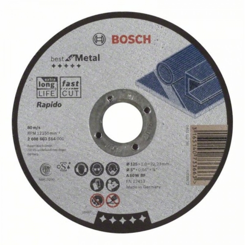 products/Прямой отрезной круг по металлу 125×22.23×1.0 мм A 60 W BF Best Bosch 2608603514