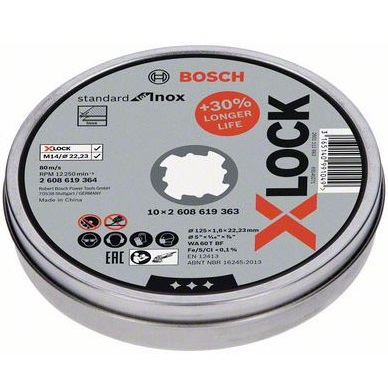 products/Отрезной диск (125×1.6×22.23 мм; прямой; 10 шт) по нержавейке X-LOCK Bosch 2608619364