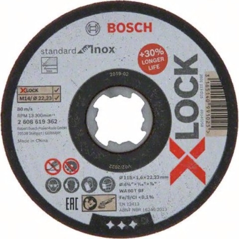 products/Отрезной диск (115×1.6×22.23 мм; прямой) по нержавейке X-LOCK Bosch 2608619362