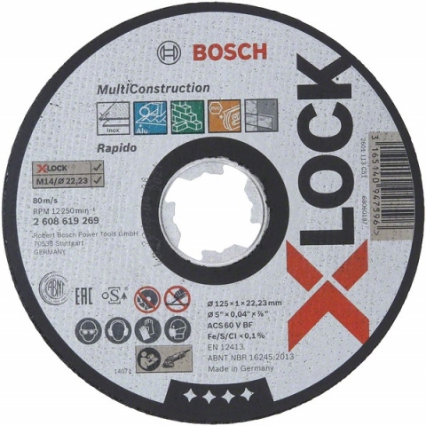 products/Диск отрезной (125x1x22.23 мм; прямой) универсальный X-LOCK Multi Material Bosch 2608619269