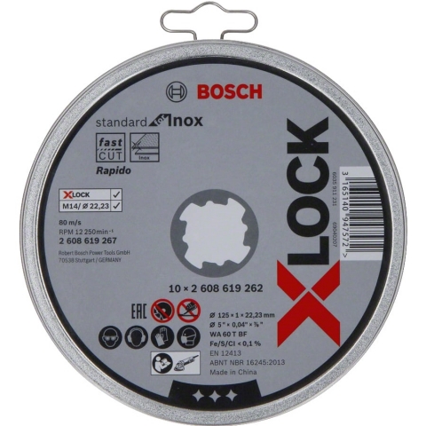 products/Отрезной диск (125x1x22.23 мм; прямой; 10 шт) по нержавейке X-LOCK Bosch 2608619267