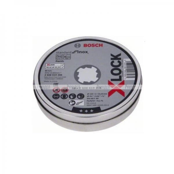 Отрезной диск (115x1x22.23 мм; прямой; 10 шт) по нержавейке X-LOCK Bosch 2608619266