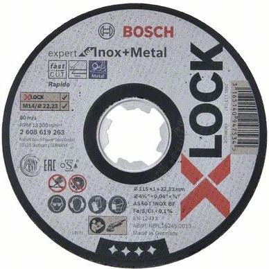 products/Отрезной диск (115x1x22.2 мм) по металлу и нержавейке X-LOCK Bosch 2608619263
