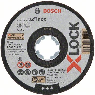 products/Отрезной диск (115x1x22.23 мм; прямой) по нержавейке X-LOCK Bosch 2608619261