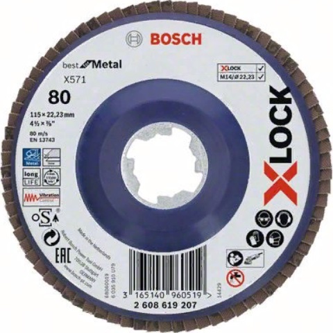 products/Шлифкруг лепестковый (115 мм; G80; Прямой) по металлу X-LOCK X571 Best for Metal Bosch 2608619207