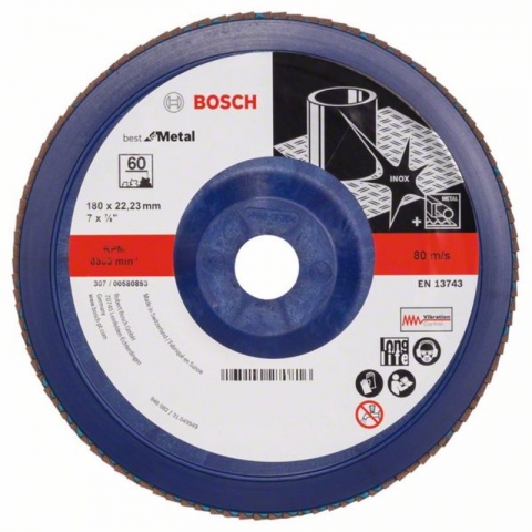 products/Лепестковый шлифкруг по металлу X571 Best for Metal 180×22.23 мм K60 пластик Bosch 2608607343
