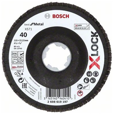 products/Шлифовальный лепестковый круг X-LOCK X571 Best for Metal, 115 мм  К40 Bosch 2608619197