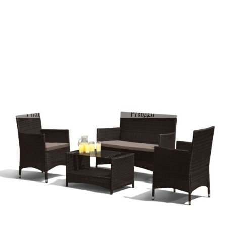 Комплект мебели  (иск. ротанг)  2+1+1 AFM-2025B Black