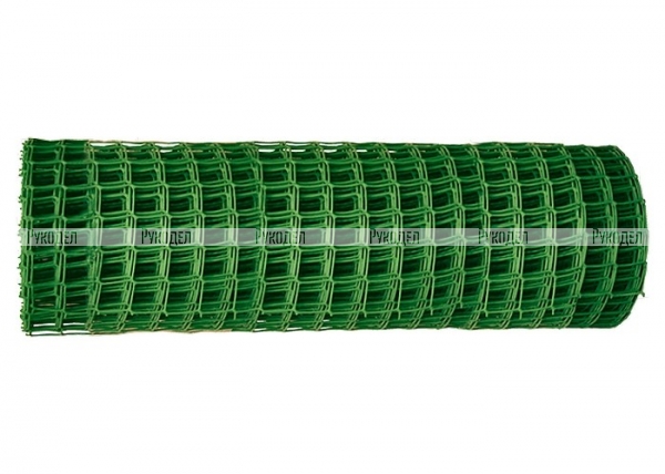Решетка заборная в рулоне, 1 х 20 м, ячейка 15 х 15 мм, пластиковая, зеленая, Россия, арт. 64512