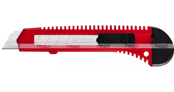 Нож со сдвижным фиксатором, сегмент. лезвия 18 мм, MIRAX 09125