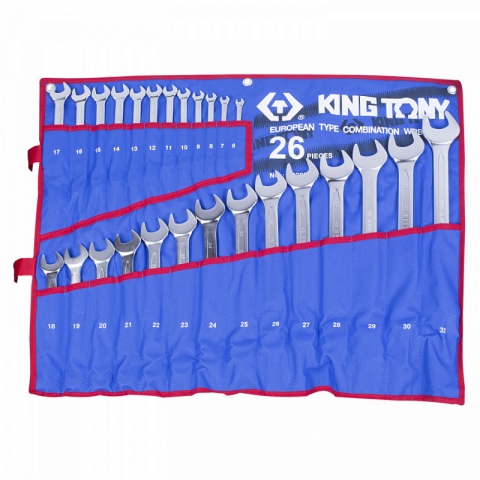 products/Набор ключей комбинированных 6-32 мм чехол из теторона 26 предметов, KING TONY, арт. 1226MRN