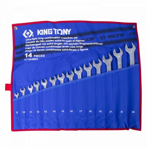 products/Набор комбинированных удлиненных ключей 8-24 мм, 14 предметов, чехол из теторона KING TONY, арт. 12A4MRN