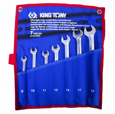 products/Набор комбинированных удлиненных ключей, 8-19 мм, чехол из теторона, 7 предметов King Tony, арт. 12C7MRN