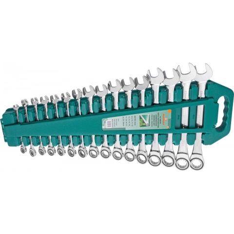 products/W45516S Jonnesway Набор ключей гаечных комбинированных трещоточных на держателе, 8-24 мм, 16 предметов