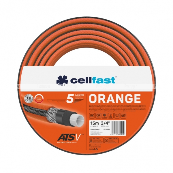 Садовый шланг 5 слоя Cellfast ORANGE 3/4" 15 м арт. 15-025