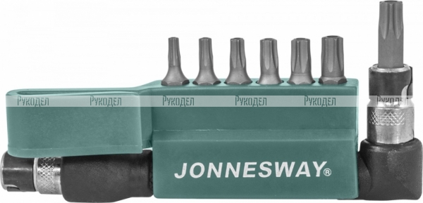 Комплект вставок-бит JONNESWAY 1/4"DR T-TORX®, T10H-T40H, c Г-образным приводом, 8 предметов арт. S08H2ST8S