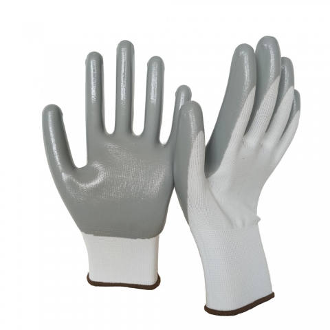 products/Перчатки нейлоновые с нитриловым покрытием, бело-серые, Факел арт. 87466923