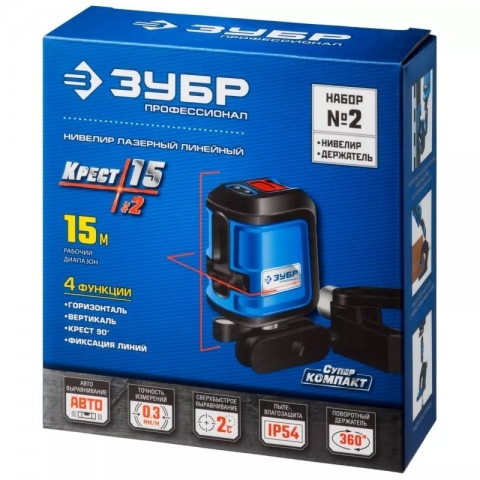 products/Лазерный нивелир ЗУБР 34902-2, линейный, с держателем, световая индикация