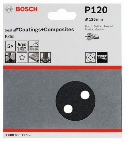 products/5 шлифлистов ?125мм К120 Best for Coatings+Composites 2608605117