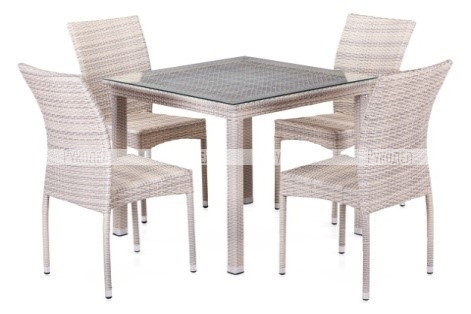 Комплект мебели (иск. ротанг)  4+1 T257A/Y380-W85-90x90  4Pcs Latte