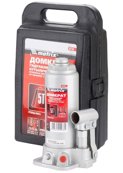 products/Домкрат гидравлический бутылочный, 5 т, h подъема 216–413 мм, в пласт. кейсе MATRIX MASTER 50756