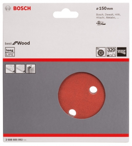 products/5 шлифлистов ?150мм K320 Best for Wood+Paint 2608605092