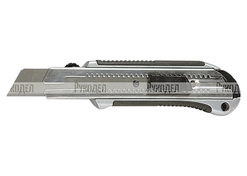 Нож, 25 мм, выдвижное лезвие, усиленная метал. направляющая, метал. обрезин. ручка MATRIX MASTER