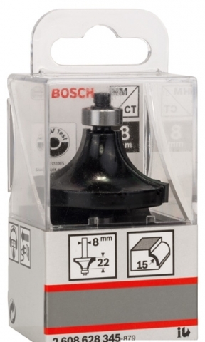 products/Фреза кромочная калевочная (R 15 мм; хвостовик 8 мм) по дереву Bosch 2608628345