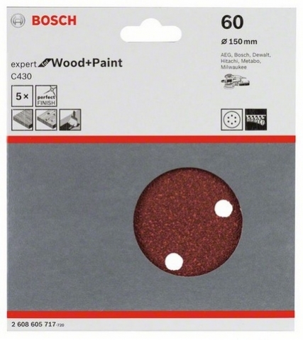 products/5 шлифлистов Expert for Wood+Paint ?150мм K60 2608605717