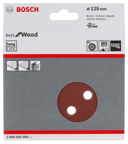 products/5 шлифлистов ?125мм K80 Best for Wood+Paint 2608605069