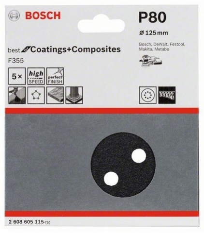 products/5 шлифлистов ?125мм К80 Best for Coatings+Composites 2608605115