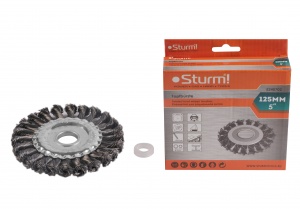 products/5240702 Корщетка-насадка для УШМ Sturm! тип "колесо" радиальная d22, D125мм,витая.сталн.пров.