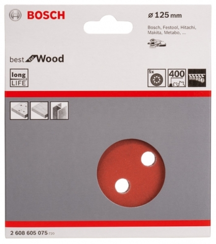 products/5 шлифлистов ?125мм K400 Best for Wood+Paint 2608605075