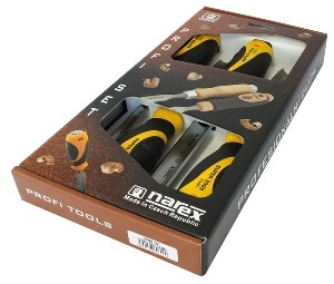 products/Набор из 6 плоских стамесок с ручкой 6, 10, 12, 16, 20, 26мм в деревянном кейсе NAREX SUPER 2009 LINE PROFI 852900