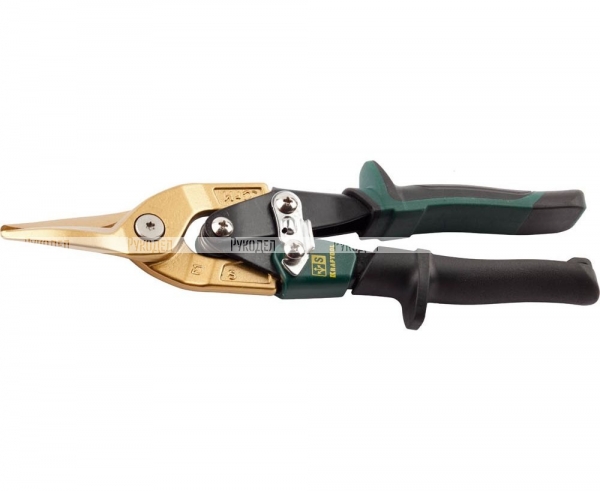 Ножницы по твердому металлу KRAFTOOL 2327-S, двойная рычаж передача, Cr-Mo, титан покрытие, двухкомп ручка, прямые, 250мм