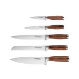 Набор из 5 ножей на подставке Très fiable 2001VS Vensal. Материал нерж сталь 3Cr13, ручка-орех арт. VS2001