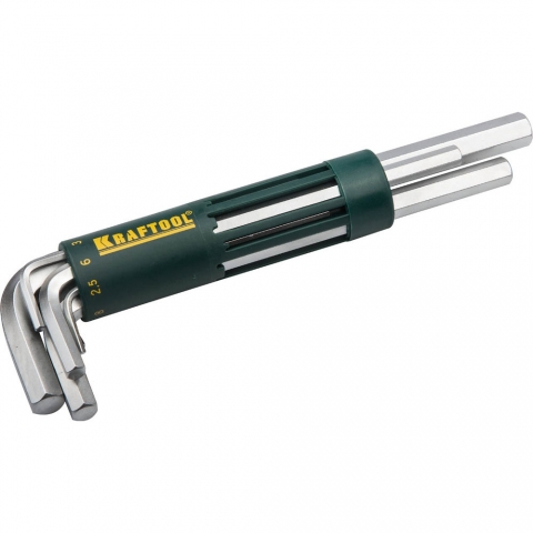 products/Набор KRAFTOOL 27430-2_z01: Ключи имбусовые длинные, Cr-Mo сталь, держатель-рукоятка, HEX 2-10мм, 8 пред
