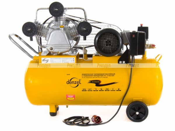 Компрессор воздушный Denzel PC 3/100-504, 3 кВт, 504 л/мин, 100 л, 10 бар, ременной привод, масляный (арт. 58098)