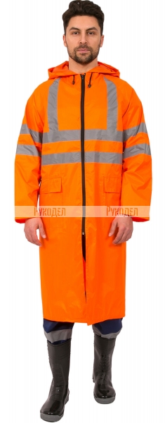Плащ влагозащитный сигнальный СОП (Нейлон/ПВХ,180), оранжевый, Факел арт. 87470093
