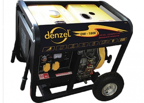 products/Дизельная сварочная генераторная установка DW180E Denzel 4,5 кВт, 220В/50Гц, 12,5 л, электростарт (арт. 94664)