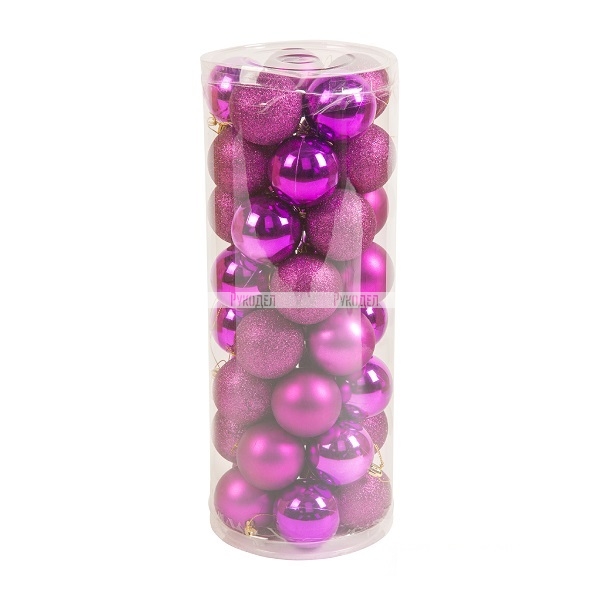 Набор ёлочных шаров, пластик, фиолетовый микс, 40 шт. в упаковке, Winter Glade, арт. 60140G219