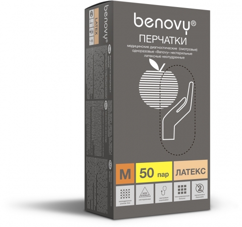 products/Перчатки BENOVY™ латексные неопудренные 5,4гр. (50 пар), Факел арт. 87473781