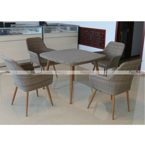 Комплект плетеной мебели Afina T368/Y360B-W65 Light Brown (4+1)	