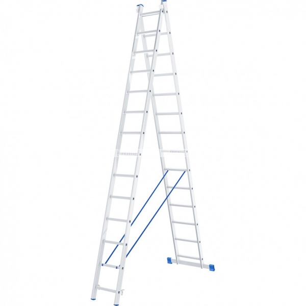 Лестница, 2 х 14 ступеней, алюминиевая, двухсекционная, Россия// Сибртех 97914